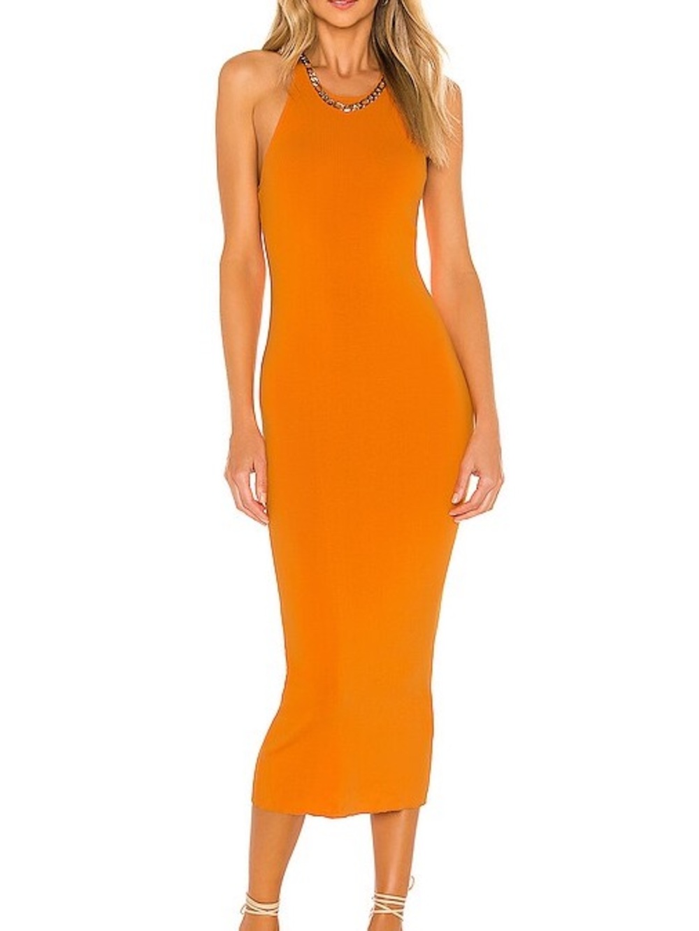 A.L.C. Orange Halter Midi Dress